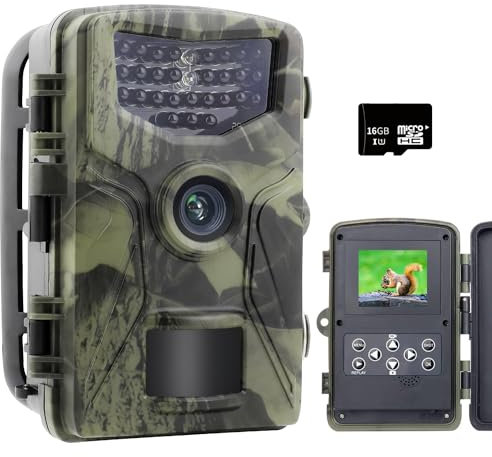 FunKind Wildkamera 36MP 4K Nachtsichtkamera Wildtierkamera 850nm IR LEDs Wildkamera mit Bewegungsmelder Nachtsicht IP65 Wasserdicht Jagdkamera mit 16G Speicherkarte