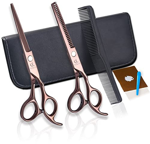 AIRLUS Ciseaux Coiffure Ciseaux de barbier en Or Rose Tondeuse à Cheveux en Or Tondeuse à Dents Plate Combinaison de Banger for Coiffeur styliste