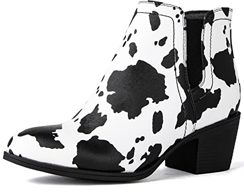 GLOBALWIN Women's Cowgirl boots Western Short Ankle Pull On Comfortable Cowboy Boots For Women Low Heel, 21yy01 Cow, 6 UK