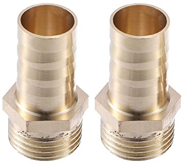 A ABSOPRO Schlauchtülle Goldton 2 Stück Für Auto Motorrad LKW Messing | Außendurchmesser 16mm, G1/2, Für Flexible Schläuche, Luft/Wasser/Kraftstoff/Öl/Gase, Mit Schlauchschelle/Crimphülse