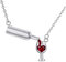 PAURO Femmes Collier en Forme de Y de Tasse de bière Bouteille de vin Acier Inoxydable, Argent Poli et Rouge