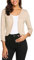 Parabler Damen Bolero Leichte Kurz Strickjacke Elegant 3/4 Ärmel Bolerojacke Casual Festlich Einfarbig Cardigan Frühling Sommer Schulterjacke Champagner S