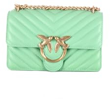 Pinko Damen Love One Mini Dc Sheep Nappa Chevron Tasche, T36q_Mintgrün-Antique Gold