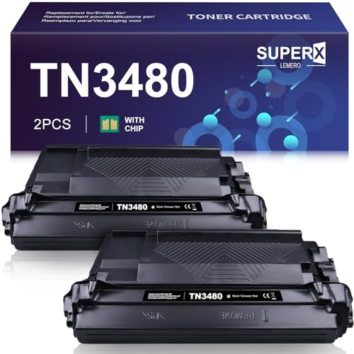 LEMERO SUPERX TN3480 Toner Kompatibel für Brother TN 3480 TN-3480 TN-3430 TN3430 für Brother HL-L5100DN MFC-L5750DW MFC-L5700DW HL-L5200DW FC-L5700DW HL-L5000D HL-L5200DWT (2xSchwarz)