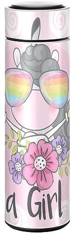 KAAVIYO Niña De Las Flores De Unicornio Rosa Termo Botella de Agua Aislamiento Acero Inoxidable Termica Botellas Taza para Cafe Viaje Deporte