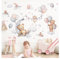 DEKO KINDERZIMMER Wandtattoo Bär auf Mond Wandsticker Babyzimmer Luftballons rosa Wandaufkleber Tiere Kinderzimmer selbstklebend Wanddeko DK1139-04