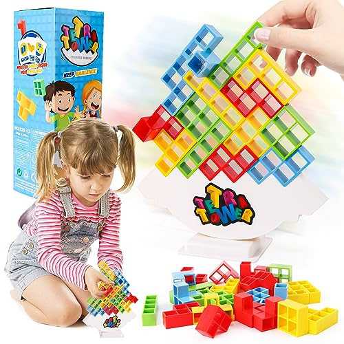 Tetra Tower Balance-Spiel, 48-Blocks Balance-Blöcke, Puzzle-Spiel namens Tetris Tower Balance für Kinder und Erwachsene, Denkspiel, Bausteine, Intelligenz