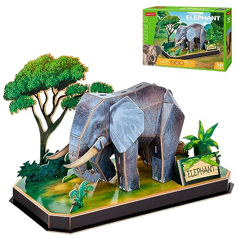 Puzzle 3D Elefant - 3 D Puzzle Für Kinder Und Erwachsen | 3D Puzzles Kinder +5 Jahre | 3D Puzzles Erwachsene | Einfache Montage | 42 Teile