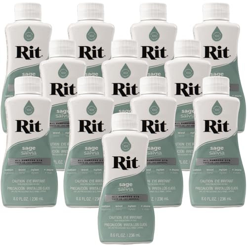 Rit Dye - Tinte líquido para telas de 8 onzas para ropa, decoración y manualidades, color salvia (paquete de 12)