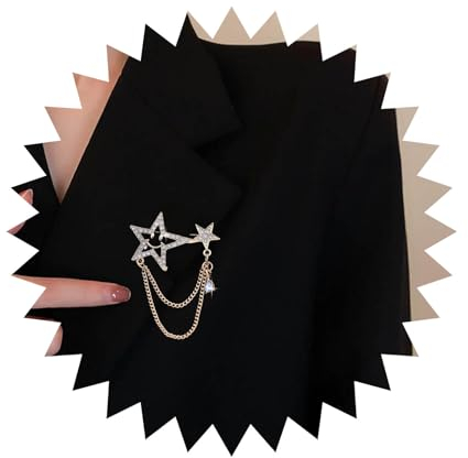 Cimenexe Broche Étoile En Cristal Vintage Broche Étoile Creuse En Or Cz Broche Étoile Pavée Cz Broche Pampille Chaîne Broche Étoile Strass Broche Épingle De Mariage Épingle De Banquet Épingles De