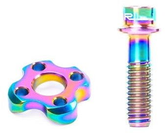 Inovey Titanium Alloy Road Bike Front Derailleur Fixed Screw Washer Kit M5*16 Hollow-Out Design Ultralight Bolt With Curved Gasket -colorful -M5 * 16MM