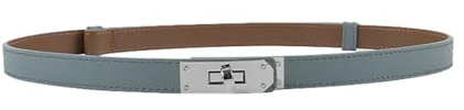 ANHAISHUILV Damen Skinny Ledergürtel mit verstellbarer silberner Drehverschluss-Schnalle - Ideal für Kleider, Jeans und Mäntel, Schwarz, Hellblau/Silber, Standard