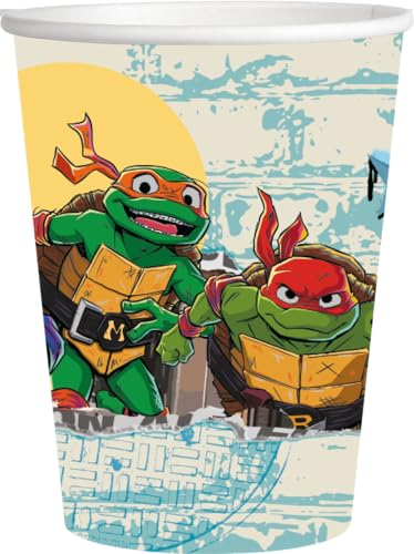 BeenSmile, Gobelets d'Anniversaire Tortue NINJA, Verres Jetables pour Enfants, Décoration d'Anniversaire d'Enfant, Articles pour Fêtes et Célébrations, 8 Gobelets 250 ml