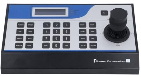 Cosiki PTZ-Tastatursteuerung, LCD-Bildschirm Langlebige ABS-Kamera PTZ-Steuerung 100-240 V für Proxy (EU-Stecker AC100 bis 240 V 50 60 Hz)