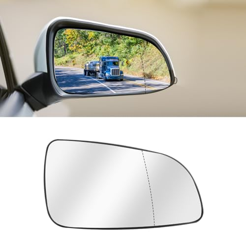 URAQT Spiegelglas für Opel Corsa Rechts Beheizbar, Außenspiegel Konvex Klar Beheizt Fahrerseite Beheizbar Asphärisch mit Trägerplatte Türspiegelglas Außenspiegel (13141984 6428785 6428786)
