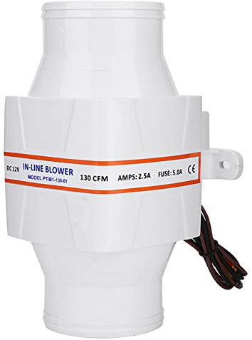 Strong Ventilation Fan DC 12V Extractor Fan Marine Bilge Air Blower Fan for Yacht Caravan, ABS Material In Line Air Blower, Hose Connector Diameter: 76mm/3in