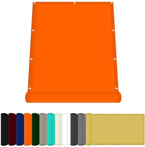 Markisenstoff 200 x 400 cm Windschutz Rechteck Sonnenschirm Balkon Uv-Schutz-Polyestergewebe mit Seil Beschattungsnetz für Pool Schwimmbad Und Gewächshaus, Orange