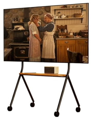 TV-Ständer TV-Ständer Mobiler TV-Wagen für 42-75-Zoll-LED-LCD-Fernseher, Stativ-TV-Ständer mit Tablett hält bis zu 110 Pfund, höhenverstellbar mit Rädern Fernsehständer