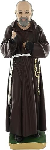 Generico Statue San Padre Pio aus Kunstharz, 30 cm, handbemalt, für Innen- und Außenbereich