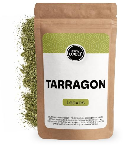 Spicy Welt Estragón Frotado Seco en Hojas (250g) - Hierba Aromática de Estragón – para Salsas, Pescados y Aves | Anisado, Aromático y Delicado | 100% Natural & Sin Aditivos