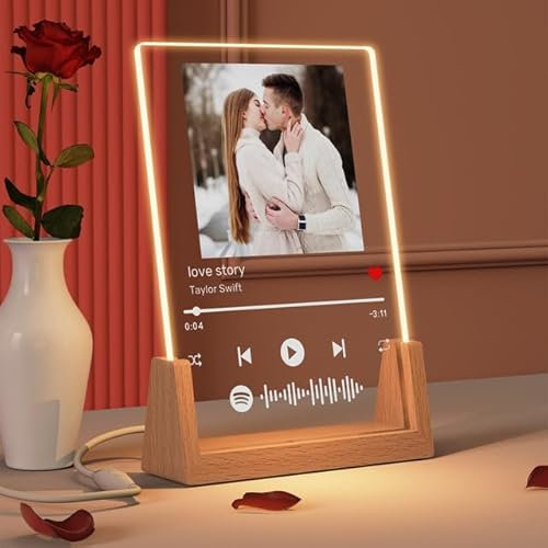 YUYUGO Regalos Personalizados, Placa Spotify Personalizada - Fotos Personalizadas Regalo con Spotify, Regalos Parejas, Aniversario, San Valentín, Navidad, Regalos para Novios, Novias