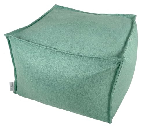 ho.li design Pouf, Sitzkissen, Hocker, Ottomane Leinen-Optik grün quadratisch 60x60x40