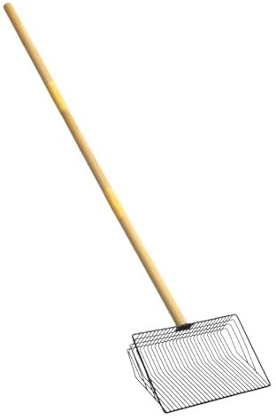 Pelle à crottes de poulailler, cuillère à crottes de poulet en métal, Pelle de tamisage amovible à long manche, Pelle à merde antiadhésive robuste avec manche en bois pour accessoires de poulailler
