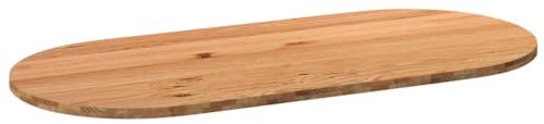 vidaXL Tischplatte Hellbraun 220x100x4 cm Massivholz Eiche Oval, Esstischplatte, Schreibtischplatte, Bartischplatte, Esszimmertischplatte