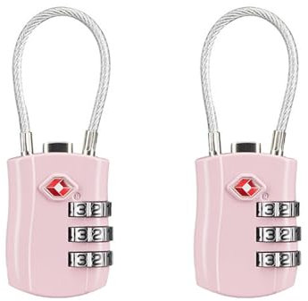 Serratura da viaggio TSA per bagagli, valigie, bagagli, bagagli, serratura da viaggio approvata TSA, in lega di zinco, 2 pezzi, rosa