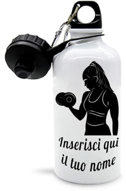 Mr. Gadgets Gourde personnalisable avec nom différents modèles-Sport- Adulte 500ml (Body Building Femme)