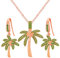 JunyiDIY Women’s Palm Tree Jewelry Set, Rose Gold Necklace and Earrings Tropical Beach Pendant Gift for Summer Beach Lovers & Travelers YA4830