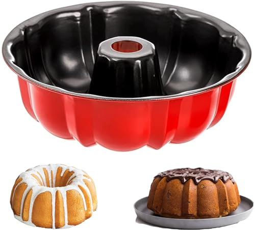 LANYOTA Ring Cake Tin, 24cm/26cm Tin Round Cake Pan Tray, Non-Stick Baking Moulding Tin, Carbon Steel,Fluted Ring Pan