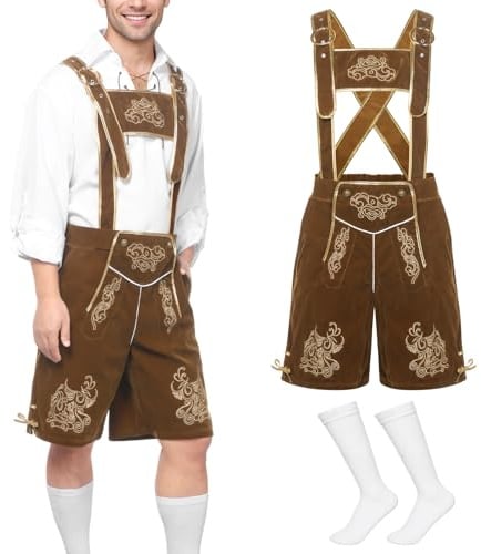 Harsever Salopette traditionnelle pour homme Oktoberfest Ensemble chemise blanche (style A, L)