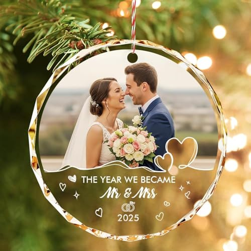 Personalisierte Ornamente für das erste Weihnachten – personalisierte Hochzeitsgeschenke für Paare 2025 – Brautparty-Geschenke – Just Married Geschenk für frisch verheiratete Paare