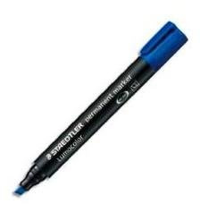 Staedtler Permanent Marker Lumocolor 350 Blue Pack of 3 Edge Bevel