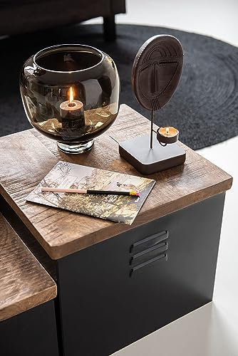 J-Line Vase Sur Pied Rond Verre Marron Foncé Small