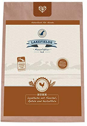 Lakefields Premium Hundefutter trocken | Huhn 68% | 2,5kg | Getreidefreies Trockenfutter für ausgewachsene Hunde | Zutaten in Lebensmittelqualität | Fenchel Karotten und Kartoffeln | Schonend gebacken