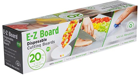 Mind Reader DCB20-CLR E-Z Disposable Plastic Cutting Board 20 Square Feet, Easy Clean-Up, Ideal for Camping, Hunting, Boating, and for People with Food Allergies, 13.78 L x 3.35 W x 3.74 H, Clear