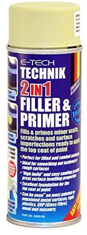 2 x E-TECH 2 in 1 Filler and Primer Repair Paint Fills Minor Scuffs and Scratches 400 millilitre Cans