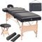 vidaXL Massageliege 3 Zonen Tragbar mit Hocker Therapie Massagetisch Massagebank Kosmetikliege Therapieliege Massage Liege 10cm Polster Schwarz