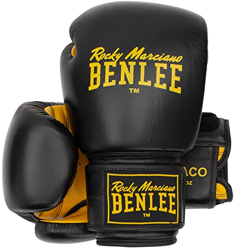 BENLEE Boxhandschuhe aus Leder Draco Black/Yellow 14 oz