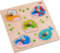 HABA 304589 - Greifpuzzle Bunte Tiere, 5-teiliges Holzpuzzle mit Tiermotiven und griffigen Holzknöpfen, Holzspielzeug ab 12 Monaten