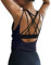 OYANUS Haut d'entraînement d'été sexy dos nu pour femme, maillot de yoga, vêtements de sport, course à pied, gym, séchage rapide, bleu marine, Taille S