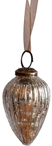 Arthur Cameron – Bauble Set of 6 – Small 1 Crackle Glass Pinecone Ornaments – Hand-Blown Christmas Tree Decorations (Silver)