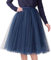 Xmiral Damen Tüll Tutu Rock Plissee Gaze Reine Farbe Knielanges Elastisch Taille Tanzenrock(Marine,One Size)