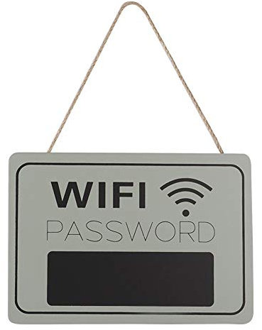 Mumusuki WiFi Mot de Passe Panneau Suspendu, Mot de Passe Affichage Signalisation Tenture Murale Retro Tableau Noir Suspendu pour Cafe librairie(Gris)