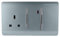 Trendi Switch Screwless Artistic Modern Decorative Glossy 45 A Cooker Switch Control Unit & Single Plug Socket Inc Neon Indicator for Indoor Use in Cool Grey - ART-WHS213CG