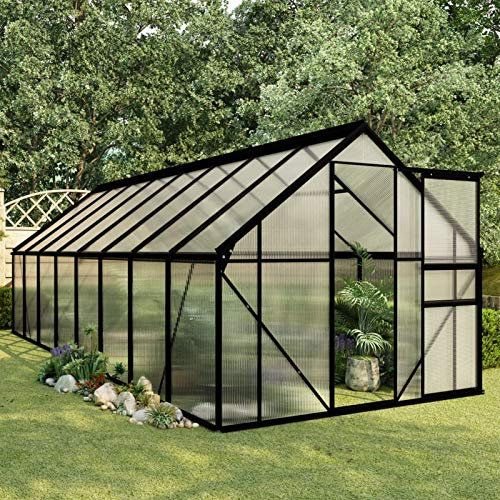 WooDlan Invernadero caseta 190 x 490 x 125/195 cm (Largo x Ancho x Alto) para Jardin y terraza Cultivo de Plantas y Semillas