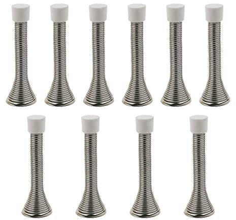 10 PCS - Spring Projection Door Stop in Chrome for Preventing Wall/Door Damage (Pack of 10) - Hardware Solutions