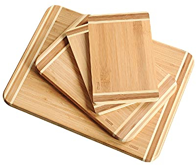 KESPER | Schneidebretter 4er Set, Material: Bambus, Maße: B: 38 x H: 28,5 x T: 1,6 cm, Farbe: Braun | 58129